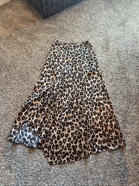 Leopard Print Maxi Skirt - Black and Tan